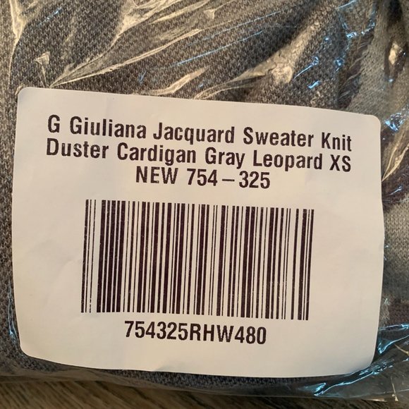 NWT G BY GIULIANA JACQUARD SWEATER KNIT DUSTER‎ CARDIGAN GRAY LEOPARD XS - Picture 11 of 12